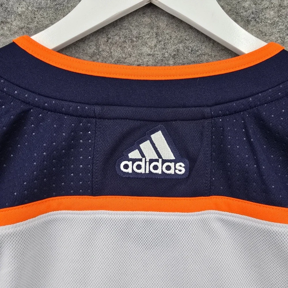 Adidas Edmonton Oilers NHL Jersey Mens 52 White Primegreen Hockey Fight Strap